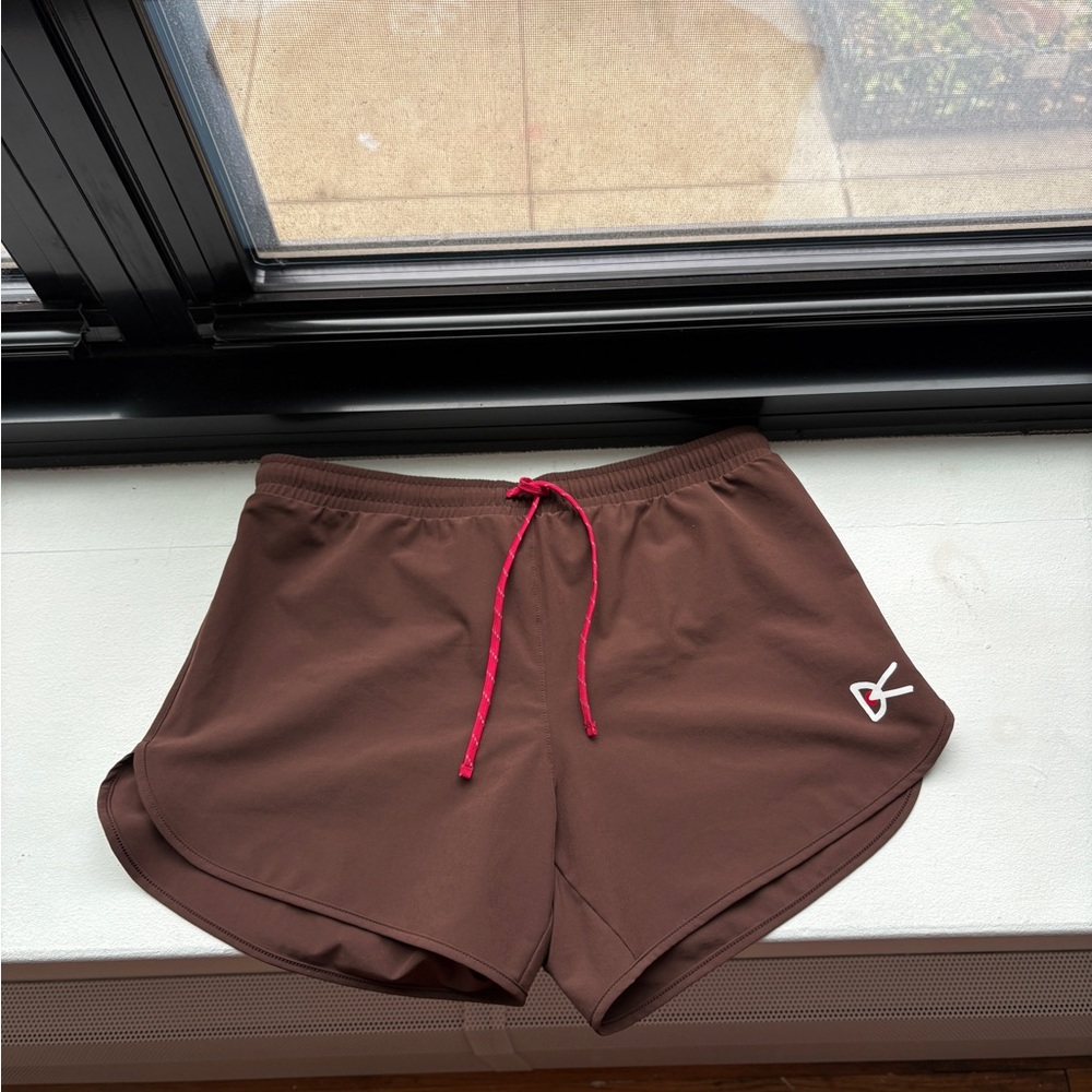 Men's Athletic Shorts - Brown with Red Drawcord